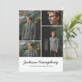 Invitation Moderne 4 Photo Collage Élégant Script Graduation (Debout devant)