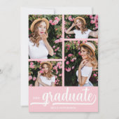 Invitation Moderne 4 Photo Collage rose Graduation (Devant)