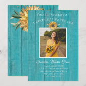 Invitation Moderne 4 Photo Collage Tournesol fête d'anniversa (Devant / Derrière)