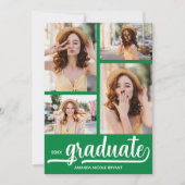 Invitation Moderne 4 Photo Collage Vert Graduation (Devant)
