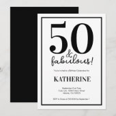 Invitation Moderne 50 ans et Fabuleux 50e Anniversaire  (Devant / Derrière)