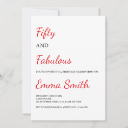 Invitation Moderne 50 ans et Fabulueuse Fête d'anniversaire r