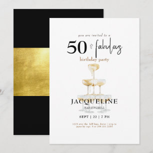 Invitation Moderne 50 ans et Fabuluse Fête d'anniversaire au