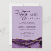 Invitation Moderne 50 ans et Fantastique Agate Or Violet (Devant)