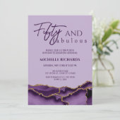 Invitation Moderne 50 ans et Fantastique Agate Or Violet (Debout devant)