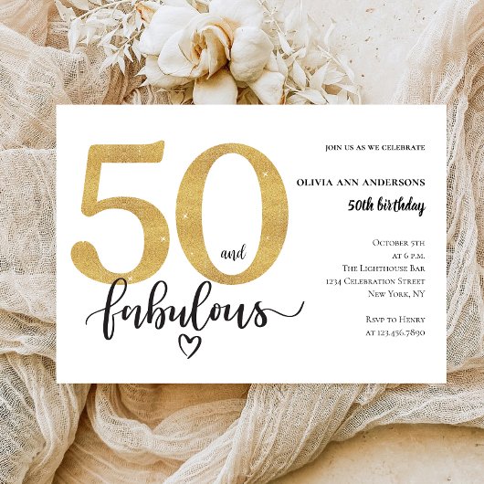 Invitation Moderne 50 et fabuleux Anniversaire d'or