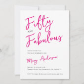 Invitation Moderne 50 et Fabulous rose 50e fête d'anniversair (Devant)