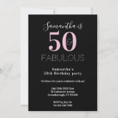 Invitation Moderne 50 Fabuleux 50e anniversaire Black Pink Pa (Devant)