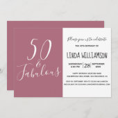 Invitation Moderne 50 Fabuleux Cassis pourpre 50e anniversair (Devant / Derrière)