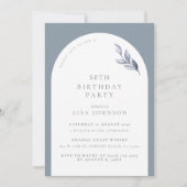 Invitation Moderne 50e anniversaire Dusty Blue Arch Botanical (Devant)