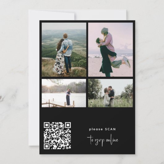 Invitation Moderne 5 photo collage QR CODE script mariage (Dos)