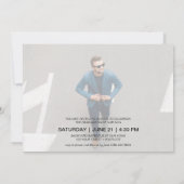 Invitation Moderne 5 Photo Graduation Party Navy Blue (Dos)