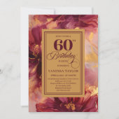Invitation Moderne 60e Anniversaire Bourgogne Blush Boho Or (Devant)