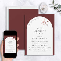 Moderne 60e anniversaire Burgundy Arch Botanical