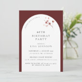 Invitation Moderne 60e anniversaire Burgundy Arch Botanical (Debout devant)