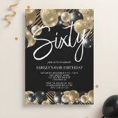 Invitation Moderne 60e anniversaire noir et or
