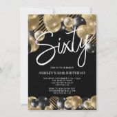 Invitation Moderne 60e anniversaire noir et or (Devant)