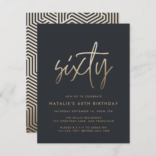 Invitation Moderne 60e anniversaire simple élégant script élé (Devant / Derrière)
