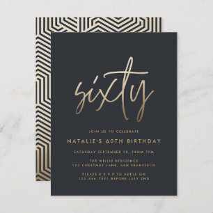Invitation Moderne 60e anniversaire simple élégant script élé