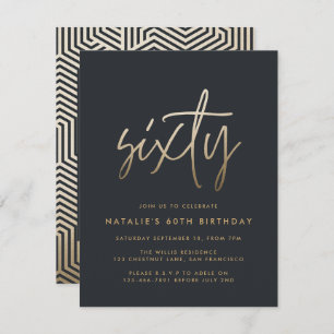 Invitation Moderne 60e anniversaire simple élégant script élé