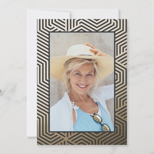 Invitation Moderne 60ème anniversaire élégant photo de script (Dos)