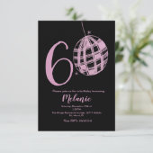 Invitation Moderne 60ème Script Bold Noir Disco Paillettes (Debout devant)