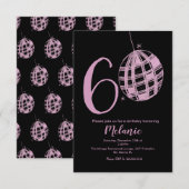 Invitation Moderne 60ème Script Bold Noir Disco Paillettes (Devant / Derrière)