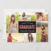 Invitation Moderne 6 Photo Collage Partie de graduation (Devant)