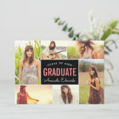 Invitation Moderne 6 Photo Collage Partie de graduation (Debout devant)