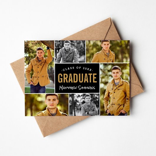Invitation Moderne 6 Photo Collage Partie de graduation