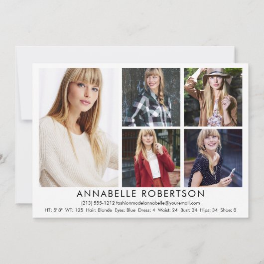 Invitation Moderne 6 Photos Mode Modélisation Modèle Comp Car (Dos)