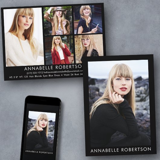 Invitation Moderne 6 Photos Modèle et Actor Comp Card