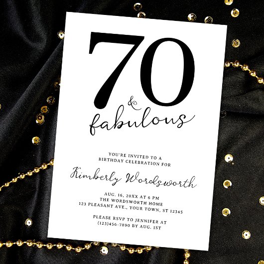 Invitation Moderne 70 ans et Scénario Fabuleux Soixante-dixiè