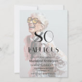 Invitation Moderne 80 ans & Fabuleuse Photo 80e Anniversaire (Devant)