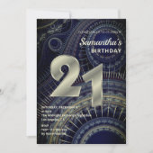 Invitation moderne à 21e anniversaire factice (Devant)