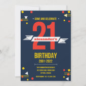 Invitation Moderne À Anniversaire 21e (Devant)