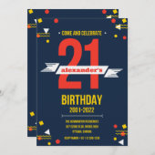 Invitation Moderne À Anniversaire 21e (Devant / Derrière)