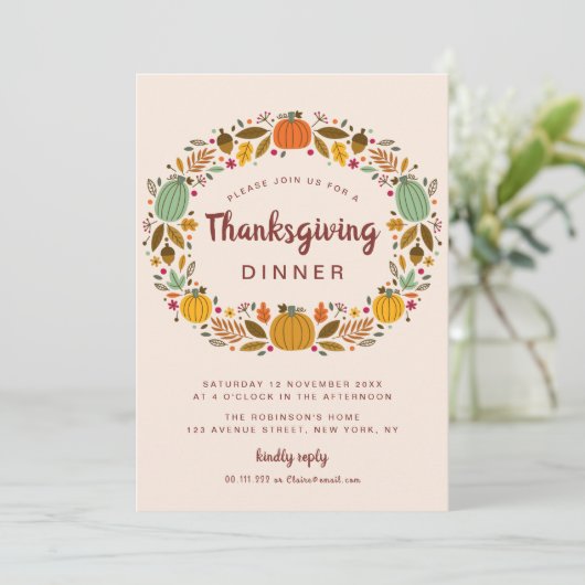 Invitation moderne à dîner d'action de grâce (Debout devant)