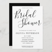 Invitation moderne à la douche nuptiale noire et b (Devant / Derrière)