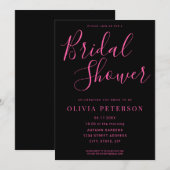 Invitation moderne à la douche nuptiale noire et r (Devant / Derrière)