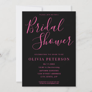 Invitation moderne à la douche nuptiale noire et r