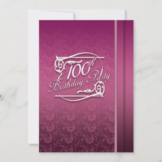 Invitation moderne à la fête du 100e anniversaire (Devant)