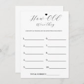 Invitation Moderne à quel âge étaient-ils mariés Shower Game  (Devant / Derrière)