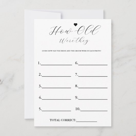 Invitation Moderne à quel âge étaient-ils mariés Shower Game  (Devant)