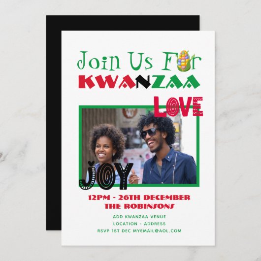 Invitation moderne à une fête de KWANZAA avec 7 bo (Devant / Derrière)
