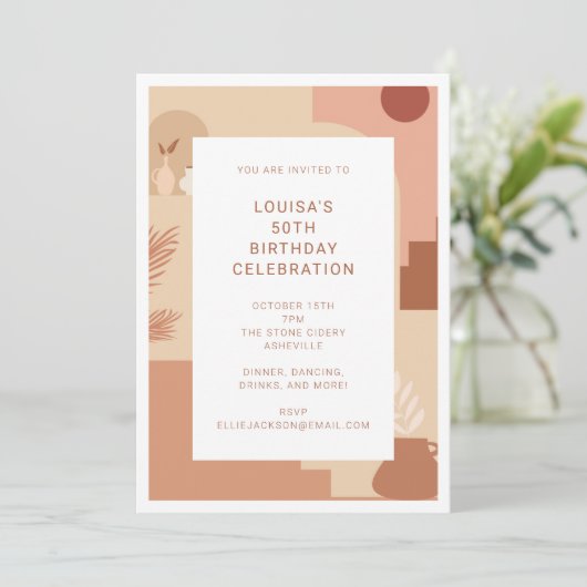 Invitation Moderne Abstrait 50e Anniversaire Géométrique Terr (Debout devant)