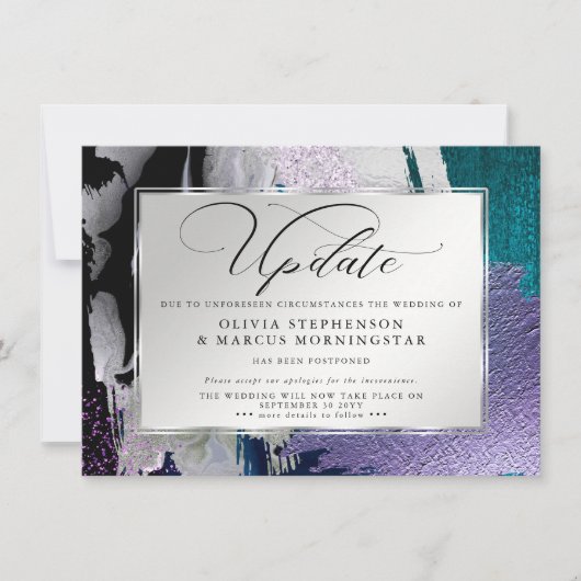 Invitation Moderne Abstrait Bold Orchidée Aqua Report (Devant)