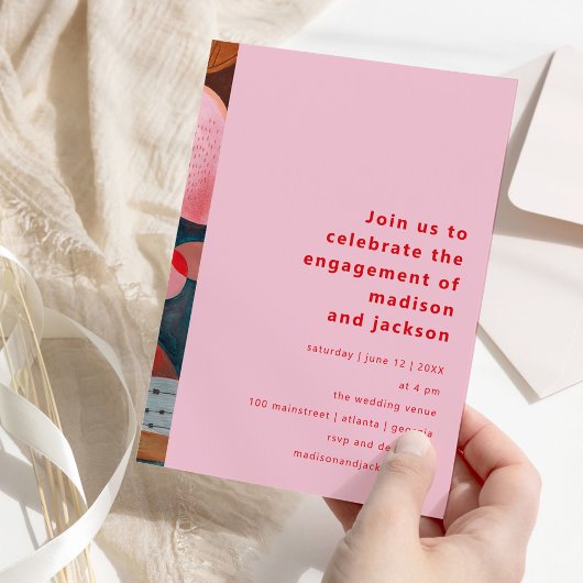 Invitation moderne abstrait coloré simple engagement minimali