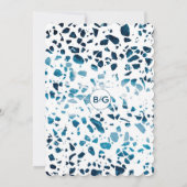 Invitation Moderne Abstrait Terrazzo Mosaic Blue Mariage Invi (Dos)