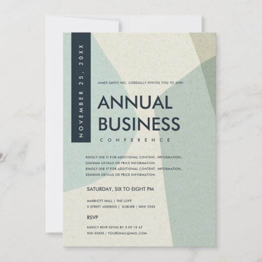 INVITATION MODERNE ABSTRAITE ART AQUA BLEU CONFÉRENCE ÉVÉNEME (Devant)